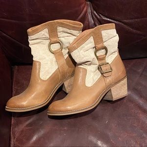Lucky Brand Canvas/Leather Cowboy Booties